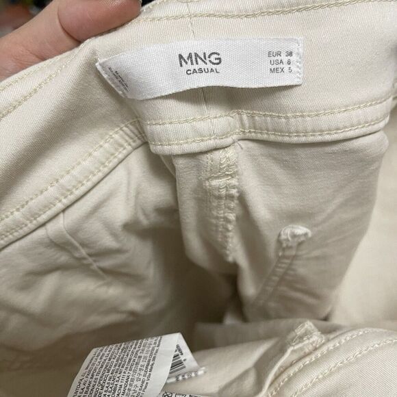 Mango MNG Casual Ivory khaki Wide leg pants size US 6 - Picture 6 of 6
